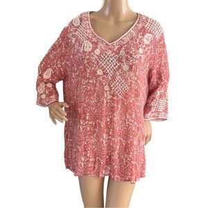 Chico's Embroidered Tunic Simi Sheer
